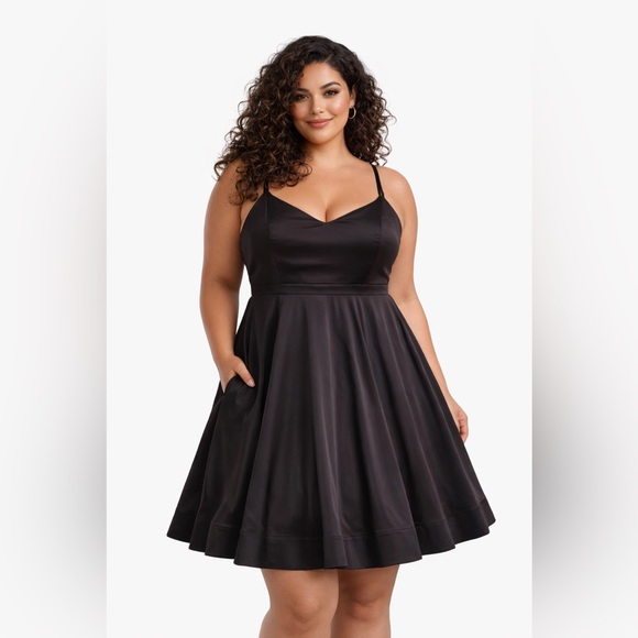 torrid Dresses & Skirts - Torrid satin dress black size 20 plus size Elegant Black Sleeveless Dress skater